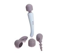 Ann Summers Power Massage Wand Vibrator Set with 3 Attachments Light Blue | USB Rechargable Sex Toy. Smooth Silicone Head with 8 Speeds & 20 Vibration Patterns. 3 Interchangeable Attachments.