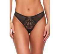 Ann Summers Sexy Lace 3 Pack Thong Low-Rise Womens Lingerie Underwear with Mesh Back, Delicate Floral Lace & Centre Charm, Cotton Gusset - Stylish G String for Minimal Lines Black Multipack Knicker