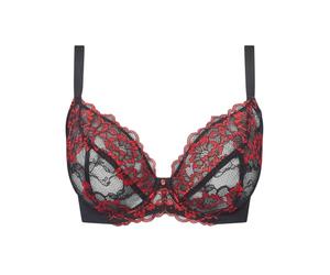 Ann Summers Sexy Lace Fuller Bust Non Padded Plunge Bra Curve-Enhancing Womens Underwear with Underwire Support, Sheer Lace Cups & Power Mesh Wings