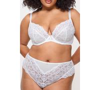 Ann Summers Sexy Lace Fuller Bust Non Padded Plunge Bra, 40G, White - Made from lace containing 50% recycled fibres and mesh containing a minimum of 70% recycled fibres