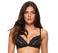 Ann Summers Sexy Lace Non Padded Plunge Bra, A-D Cup, Curve-Enhancing Womens Underwear with Unlined Lace Cups, Underwire Support & Sculpting Boning Black - Womens Lingerie