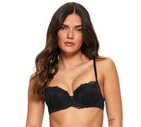 Ann Summers Sexy Lace Padded Balcony Bra Curve-Enhancing Womens Underwear with Push-Up Cups, Underwire Support & Removable Pads Black - Womens Lingerie