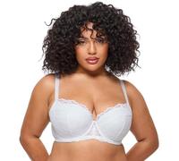 Ann Summers Sexy Lace Padded Balcony Bra, Fuller Bust DD+, A-G Cup, Curve-Enhancing Womens Underwear with Push-Up Cups, Underwire Support & Removable Pads White - Womens Lingerie