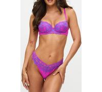 Ann Summers Sexy Lace Padded Balcony Bra with Two-Tone Lace, Curve-Enhancing Womens Underwear with Push-Up Cups, Underwire Support & Removable Pads Pink/Blue - Womens Lingerie