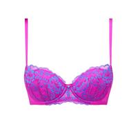 Ann Summers Sexy Lace Padded Balcony Bra with Two-Tone Lace, Curve-Enhancing Womens Underwear with Push-Up Cups, Underwire Support & Removable Pads Pink/Blue - Womens Lingerie