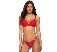 Ann Summers Sexy Lace Padded Boost Bra, A-DD Cup, Curve-Enhancing Womens Underwear with Graduated Push-Up Cups, Underwire Support & Plunge Fit for Double Cleavage Boost Red - Womens Lingerie