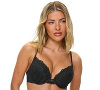 Ann Summers Sexy Lace Padded Boost Bra, A-DD Cup, Curve-Enhancing Womens Underwear with Graduated Push-Up Cups, Underwire Support & Plunge Fit for Double Cleavage Boost Black - Womens Lingerie