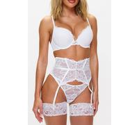 Ann Summers 2 Pack Sexy Lace Padded Plunge Bra, Fuller Bust DD+, A-G Cup, Curve-Enhancing Womens Underwear with Padded Cups & Underwire, Removable Mini Pads for Smaller Sizes, White Multipack Bra