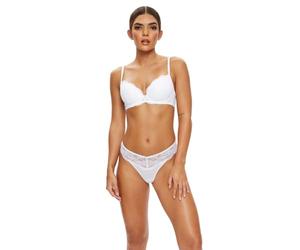 Ann Summers Sexy Lace Padded Plunge Bra, Fuller Bust DD+, A-G Cup, Curve-Enhancing Womens Underwear with Padded Cups & Underwire, Removable Mini Pads for Smaller Sizes, Adjustable Straps White