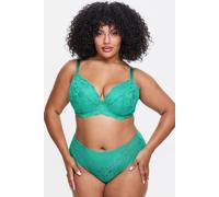 Ann Summers Sexy Lace Padded Plunge Bra, A-D Cup, Curve-Enhancing Womens Underwear with Padded Cups & Underwire, Removable Mini Pads for Smaller Sizes, Adjustable Straps Green - Womens Lingerie