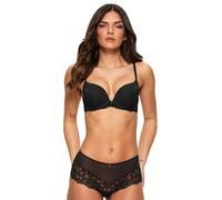 Ann Summers Sexy Lace Short Low-Rise Womens Underwear with Medium Coverage, Semi-Sheer Mesh Knicker, Floral Lace Edging & Centre Charm Black - Womens Lingerie