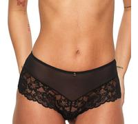 Ann Summers Sexy Lace Short Low-Rise Womens Underwear with Medium Coverage, Semi-Sheer Mesh Knicker, Floral Lace Edging & Centre Charm Black - Womens Lingerie