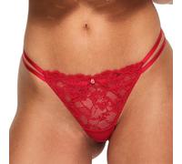 Ann Summers Sexy Lace String Womens Underwear with Strappy Waistband and Centre Charm Delicate Floral Lace Thong, Stylish and Comfortable G String for Minimal Lines Red - Womens Lingerie