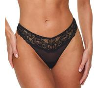 Ann Summers Sexy Lace Thong Low-Rise Womens Lingerie Underwear with Mesh Back, Delicate Floral Lace & Centre Charm, Cotton Gusset Knicker- Stylish and Comfortable G String for Minimal Lines Black