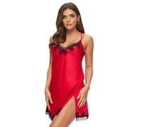 Ann Summers Sorella Satin Lace Trim Chemise Lingerie for Women Red