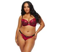 Ann Summers The Hero Lace Non Padded Bra Black & Red, Unpadded A-H Cup, Fuller Bust DD+, Embroidered Womens Underwear with Jewelled Charm - Womens Lingerie