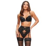 Ann Summers The Icon Black Lace Waspie for Women with Adjustable Back and Charm Detail, Lace Suspender Belt, Lingerie Set for Women, Waist Cincher Waspie