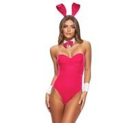 Ann Summers Tuxedo Bunny Costume Velvet Bunny Outfit Women's Halloween Bunny Costume with Bunny Ears and Tail, Bunny - Easter Outfit Bright Pink