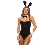 Ann Summers Tuxedo Bunny Costume Velvet Bunny Outfit Women's Halloween Bunny Costume with Bunny Ears and Tail, Bunny - Easter Outfit Black