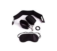 Ann Summers Valentines Blowjob Set - 4 Piece Set (Blindfold, Handcuffs, Cock Ring, Head Strap) - Bondage Kits - BDSM, Fantasy Couples Play, Male Gift Set - Black & Silver