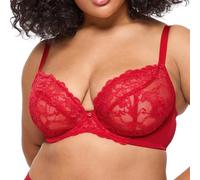 Ann Summers Valentines Sexy Lace Fuller Bust Non Padded Plunge Bra, A-D Cup, Curve-Enhancing Womens Underwear with Underwire Support, Sheer Lace Cups & Power Mesh Wings - Womens Lingerie