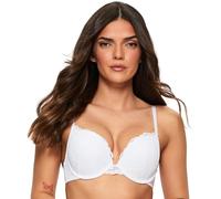 Ann Summers Valentines Sexy Lace Padded Boost Bra, A-DD Cup, Curve-Enhancing Womens Underwear with Graduated Push-Up Cups, Underwire Support & Plunge Fit for Double Cleavage Boost White - Womens