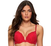 Ann Summers Sexy Lace Padded Boost Bra, A-DD Cup, Curve-Enhancing Womens Underwear with Graduated Push-Up Cups, Underwire Support & Plunge Fit for Double Cleavage Boost Red - Womens Lingerie
