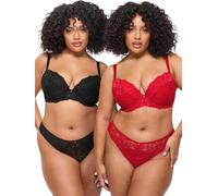 Ann Summers Valentines Sexy Lace Padded Plunge 2pp Black & Red