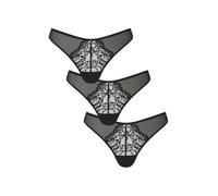 Ann Summers Valentines - Sexy Lace String Thongs for Women with lace Trim and Charm Detail - Lace G String - Barely There String Underwear - Thong Lingerie - 3 Pack Black