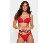 Ann Summers Sexy Lace Thong Low-Rise Womens Underwear with Mesh Back, Delicate Floral Lace & Centre Charm, Cotton Gusset - Stylish and Comfortable G String for Minimal Lines Red - Womens Lingerie