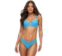 Ann Summers Valentines Sexy Lace Thong Low-Rise Womens Underwear, Mesh Back, Delicate Floral Lace & Centre Charm, Cotton Gusset - Stylish and Comfortable G String for Minimal Lines Aqua - Womens