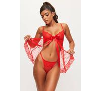 Ann Summers Women's Bon Bon Flocked Heart Babydoll 2 Piece Lingerie Set in Red | Size: Small Ann Summers Red S