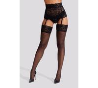 Ann Summers Bow Back Suspender Set Lace, Small, Black - Made from lace and black denier