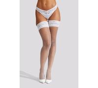 Ann Summers Lace Top Fishnet Hold Up, Size: X Small, White - Lace welt