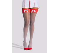 Ann Summers Women's Bridal Nurse Bow Fishnet Hold Ups in White | Size: XL Ann Summers White XL