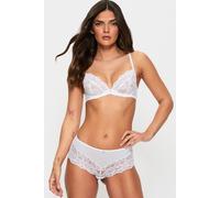 Ann Summers Valentines Sexy Lace Short Low-Rise Womens Underwear with Medium Coverage, Semi-Sheer Mesh Knicker, Floral Lace Edging & Centre Charm White - Womens Lingerie