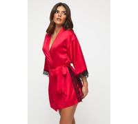 Ann Summers Cherryann Satin Robe Satin Dressing Gown for Women, Lightweight Dressing Gown, Tie Waist Kimono Dressing Gowns - Genuine Womens Lingerie Nightwear Red