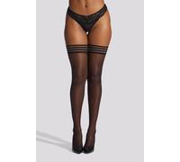 Ann Summers Women's Fashion Striped Hold Ups in Black | Size: Medium Ann Summers Black M