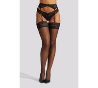 Ann Summers Women's Glossy Lace Stocking & Suspender Set in Black | Size: XL Ann Summers Black XL