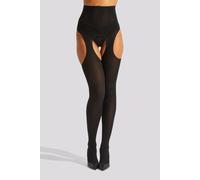 Ann Summers Women's High Waisted Crotchless Glossy Tights Black | Size: Small Ann Summers Black S