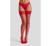 Ann Summers Women's Lace Top Fishnet Hold Ups in Red | Size: XS Ann Summers Red XS