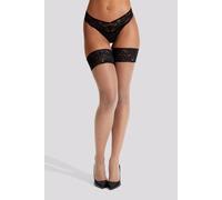 Ann Summers Women's Lace Top Glossy Hold Ups in Black | Size: Large Ann Summers Black L
