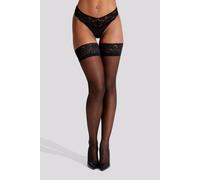 Lace Top Glossy Hold Ups Ann Summers Black XL