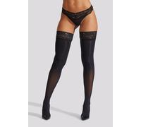 Ann Summers Opaque PU Bow Hold Ups, Large, Black - Made from opaque denier