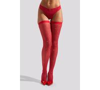 Ann Summers Women's Plain Top Diamante Fishnet Hold Ups in Red | Size: XL Ann Summers Red XL