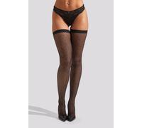 Ann Summers Women's Plain Top Fishnet Diamante Hold Ups in Black | Size: Small Ann Summers Black S