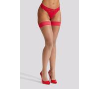 Ann Summers Women's Plain Top Seamed Glossy Hold Ups in Red | Size: XS Ann Summers Red XS