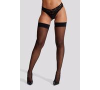 Ann Summers Plain Top Seamed Hold Ups, Medium, Black - Plain Top