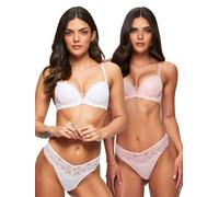 Ann Summers Women's Sexy Lace Planet Padded Plunge Bra 2 Pack in Pale Pink | Size: 36B Ann Summers Pale Pink 36B
