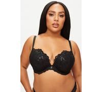 Ann Summers The Icon Fuller Bust Padded Plunge Bra - Women's Underwear with Lace, Sequins & Gold Details, Cup Sizes DD-G - Womens Lingerie with Wide Adjustable Straps & Cleavage-Enhancing Lift (Black)